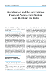 Globalisation and the International Financial Architecture: Writing (and Righting) the Rules