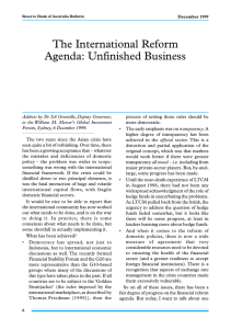 The International Reform Agenda: Unfinished Business