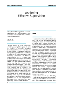 Achieving Effective Supervision Issues