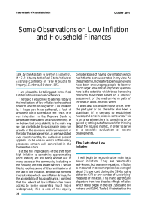 Some Observations on Low Inflation and Household Finances