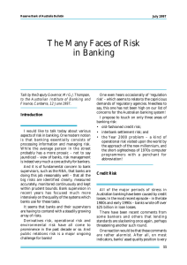 The Many Faces of Risk in Banking