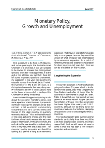 Monetary Policy, Growth and Unemployment