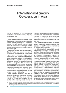 International Monetary Co-operation in Asia