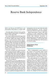 Reserve Bank Independence