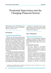 Prudential Supervision and the Changing Financial System