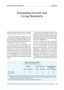 Sustaining Growth and Living Standards