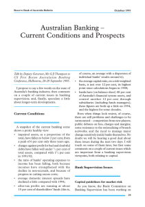 Australian Banking – Current Conditions and Prospects