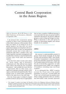 Central Bank Cooperation in the Asian Region