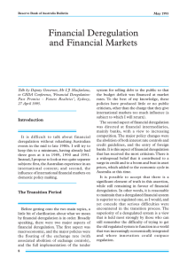 Financial Deregulation and Financial Markets