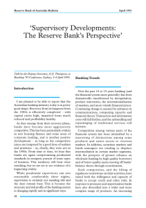 ‘Supervisory Developments: The Reserve Bank’s Perspective’ Banking Trends Introduction