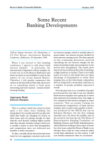 Some Recent Banking Developments