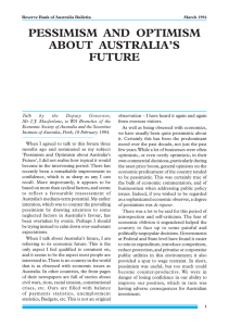 PESSIMISM  AND  OPTIMISM ABOUT  AUSTRALIA’S FUTURE