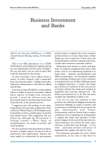 Business Investment and Banks