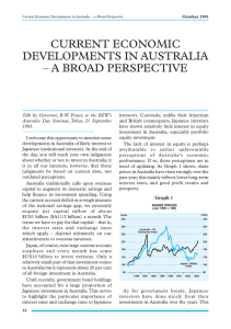 CURRENT ECONOMIC DEVELOPMENTS IN AUSTRALIA – A BROAD PERSPECTIVE