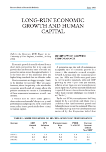 LONG-RUN ECONOMIC GROWTH AND HUMAN CAPITAL OVERVIEW OF GROWTH