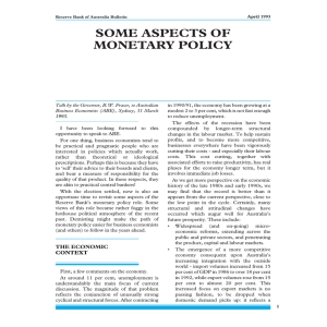 SOME ASPECTS OF MONETARY POLICY