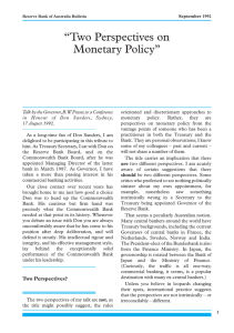 “Two Perspectives on Monetary Policy”