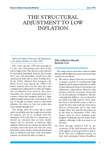 THE STRUCTURAL ADJUSTMENT TO  LOW INFLATION Why Inflation Should