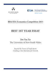 BEST 1ST YEAR ESSAY Jim Yue Xu RBA/ESA Economics Competition 2015