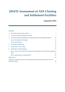 2014/15 Assessment of ASX Clearing and Settlement Facilities September 2015 Contents