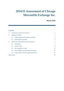 2014/15 Assessment of Chicago Mercantile Exchange Inc. March 2016 Contents