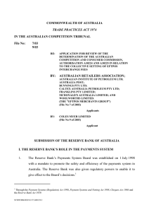 COMMONWEALTH OF AUSTRALIA IN THE AUSTRALIAN COMPETITION TRIBUNAL File No: