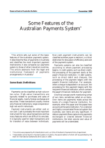 Some Features of the Australian Payments System *