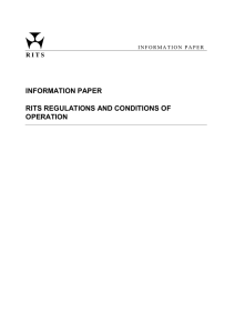 INFORMATION PAPER RITS REGULATIONS AND CONDITIONS OF OPERATION
