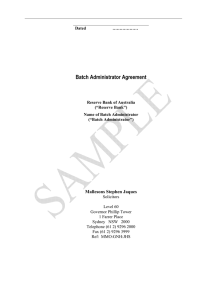 Batch Administrator Agreement