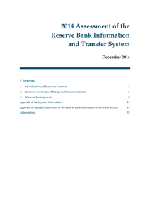 2014 Assessment of the Reserve Bank Information and Transfer System December 2014