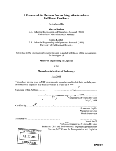 A  Framework for Business  Process  Integration to... Fulfillment  Excellence