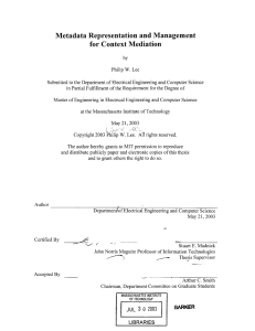 Metadata Representation  and Management for Context Mediation