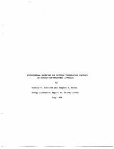 HYDROTHERMAL MODELING  FOR OPTIMUM  TEMPERATURE  CONTROL: by