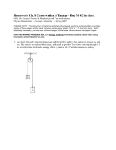 Homework Ch. 8 Conservation of Energy - Due M 4/2...