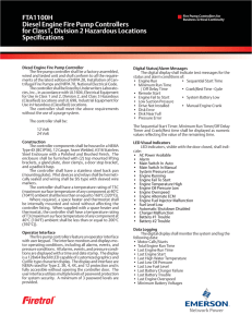 FTA1100H Diesel Engine Fire Pump Controllers for Class1, Division 2 Hazardous Locations Specifications