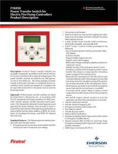 FTA950 Power Transfer Switch for Electric Fire Pump Controllers Product Description