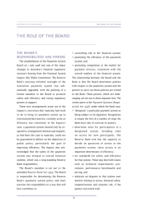• THE ROLE OF THE BOARD RESPONSIBILITIES  AND  POWERS