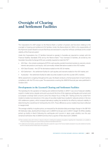 Oversight of Clearing and Settlement Facilities