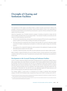 oversight of Clearing and Settlement Facilities