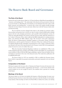 The Reserve Bank Board and Governance The Role of the Board