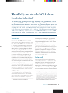 The ATM System since the 2009 Reforms