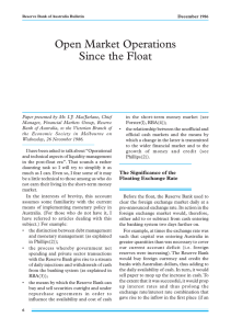 Open Market Operations Since the Float