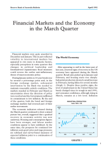 Financial Markets and the Economy in the March Quarter