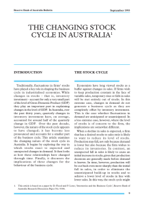 THE CHANGING STOCK CYCLE IN AUSTRALIA 1 INTRODUCTION
