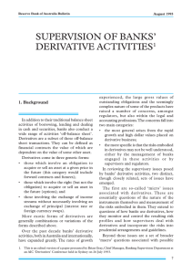 SUPERVISION OF BANKS’ DERIVATIVE ACTIVITIES 1 1. Background