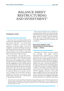 BALANCE SHEET RESTRUCTURING AND INVESTMENT 1