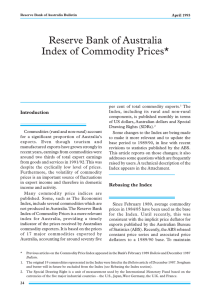 Reserve Bank of Australia Index of Commodity Prices* Introduction