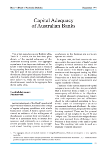 Capital Adequacy of Australian Banks