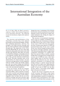 International Integration of the Australian Economy