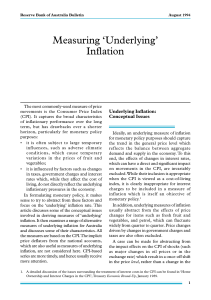 Measuring ‘Underlying’ Inflation Underlying Inflation: Conceptual Issues